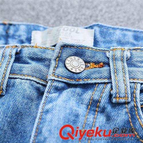 2015年4月新品 2015新款女夏季牛仔褲批發 韓版個性磨邊破洞牛仔褲女九分小腳褲原始圖片2