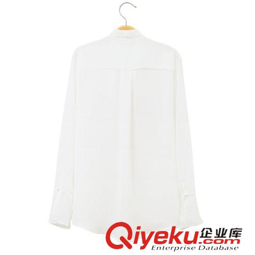 2015年3月新品 春裝新款女裝襯衣 韓版時(shí)尚圍巾領(lǐng)女襯衫 純色雪紡襯衫 支持混批原始圖片2