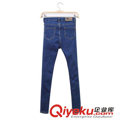 2015年3月新品 2015春夏新款女式牛仔褲 韓國高腰破洞修身牛仔褲女小腳褲批發(fā)原始圖片2