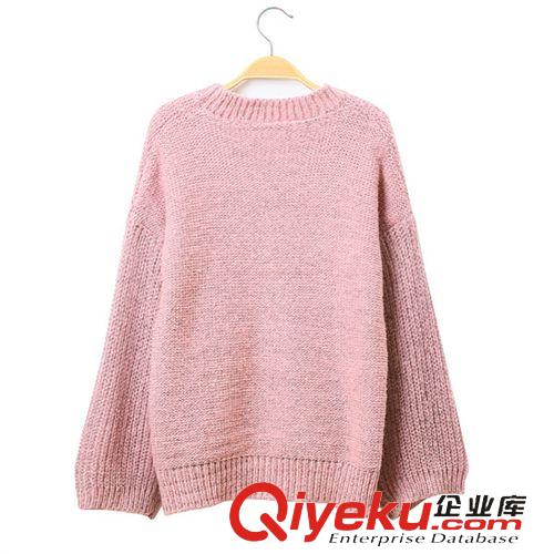 2015年1月新品 2015春裝新款女裝毛衣 時尚菱格編織套頭衫 寬松休閑針織毛衣批發(fā)