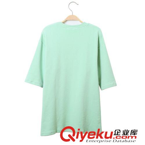 2015年1月新品 廠家供應(yīng)2015春裝新款女裝T恤衫 韓版七分袖寬松潮流字母女式T恤