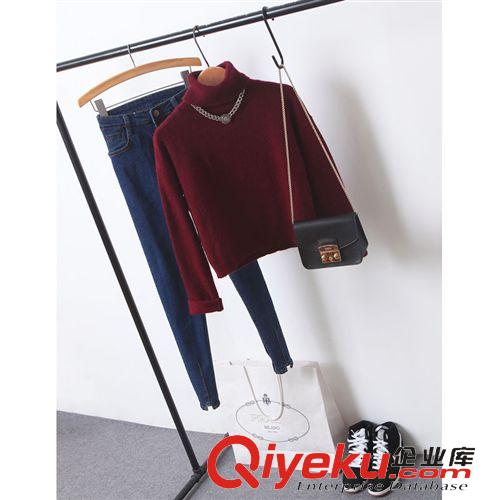 2015年1月新品 春裝新款女裝毛衣 韓版高領兔毛女式毛衣 純色修身短款針織毛衣