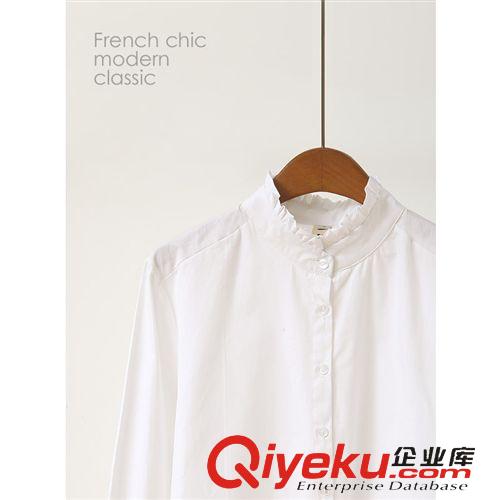 2015年1月新品 春裝新款女襯衫 甜美木耳邊立領(lǐng)女式襯衫 時(shí)尚純色打底襯衣批發(fā)