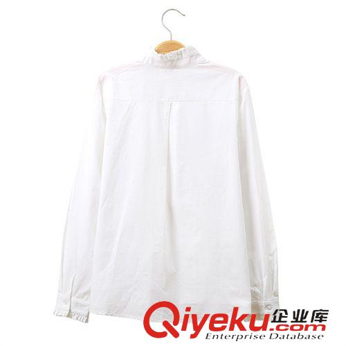 2015年1月新品 春裝新款女襯衫 甜美木耳邊立領(lǐng)女式襯衫 時(shí)尚純色打底襯衣批發(fā)