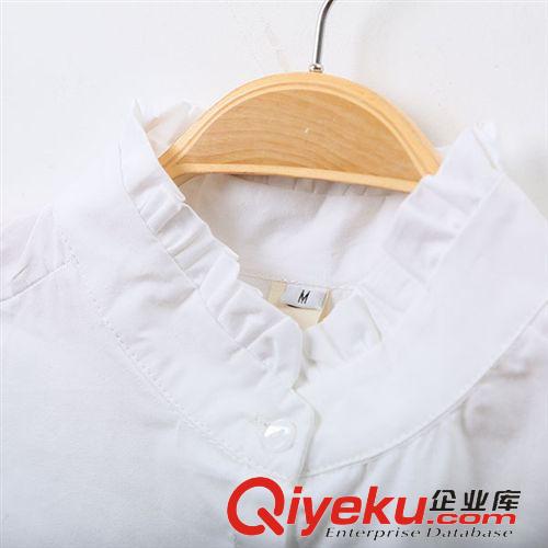 2015年1月新品 春裝新款女襯衫 甜美木耳邊立領(lǐng)女式襯衫 時(shí)尚純色打底襯衣批發(fā)