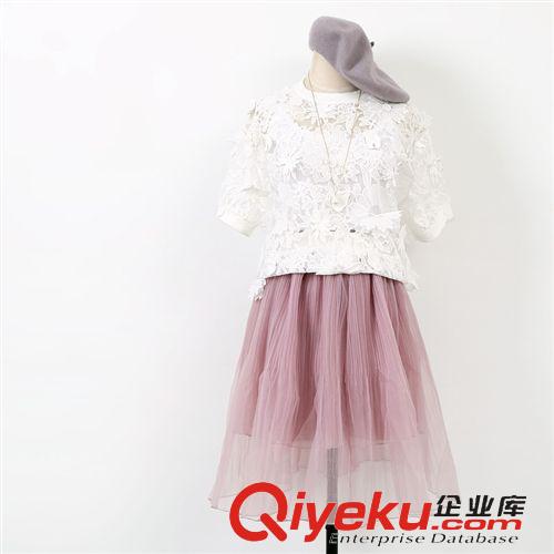 裙裝 2015夏季新款女裝半身裙 東大門歐根紗網紗半身裙 女款百褶裙批發