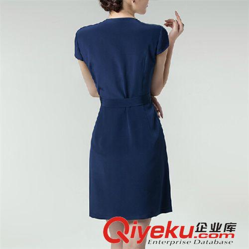 4月新款  2015春夏新款修身真絲裙 韓版女裝OL氣質(zhì)重磅桑蠶絲連衣裙女8141原始圖片3