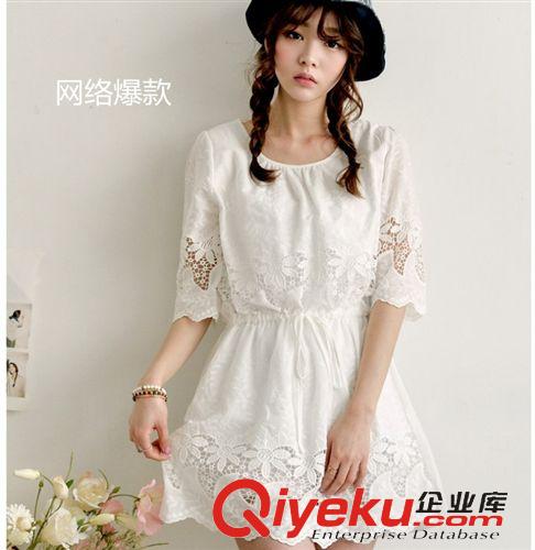 連衣裙  2015夏裝新款雪紡連衣裙女士印花顯瘦韓版修身短袖中長(zhǎng)款打底裙子