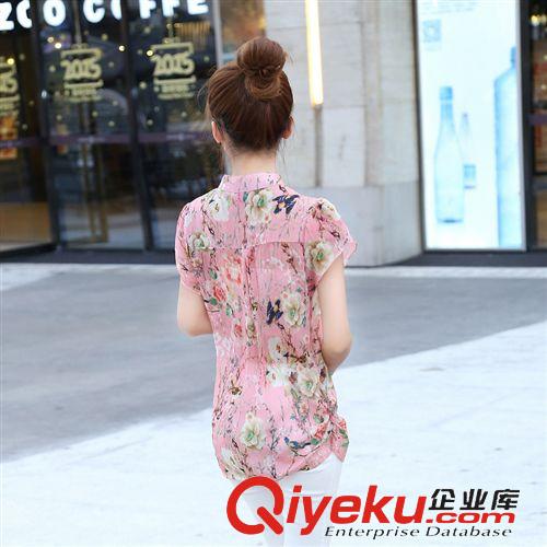 女式襯衫 春夏新品短袖碎花襯衫夏季韓版中長款女裝印花襯衣夏裝上衣潮8277