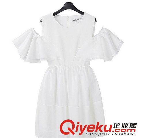 5月新款 2015胖MM大碼飛袖露肩仙女荷葉邊連衣裙蓬蓬公主短裙女原始圖片2