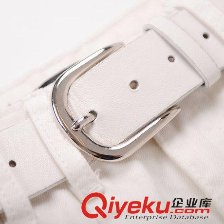 牛仔褲 2015夏季新品 時(shí)尚百搭全棉白色卷邊修身牛仔短褲 女原始圖片2