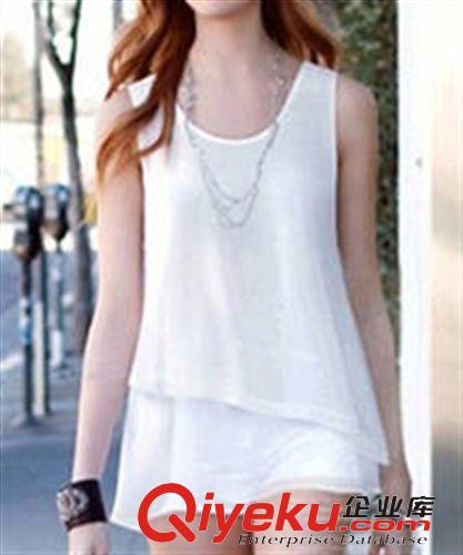 T恤、打底衫 2015夏裝新款女式娃娃領(lǐng)雪紡衫短袖寬松大碼中長(zhǎng)款小清新上衣