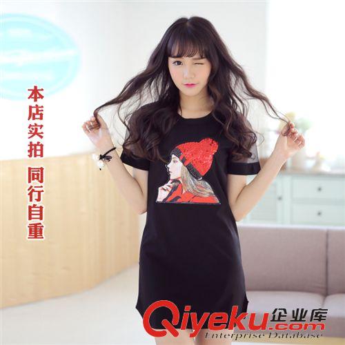 連衣裙、系列 2015夏季新款韓版女裝 圓領(lǐng)中長款連衣裙短袖網(wǎng)紗修身顯瘦裙原始圖片2