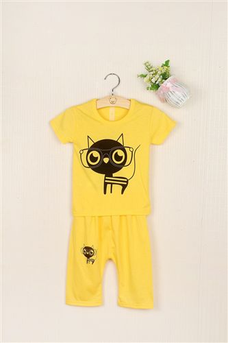 2015夏季新品 2015夏款熱銷兒童全棉卡通套裝 義烏外貿庫存地攤趕集童裝廠批發原始圖片3