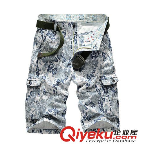 New!工裝短褲 廠家直銷 2015夏季新款外貿男式休閑短褲 青花瓷全棉大碼沙灘褲男