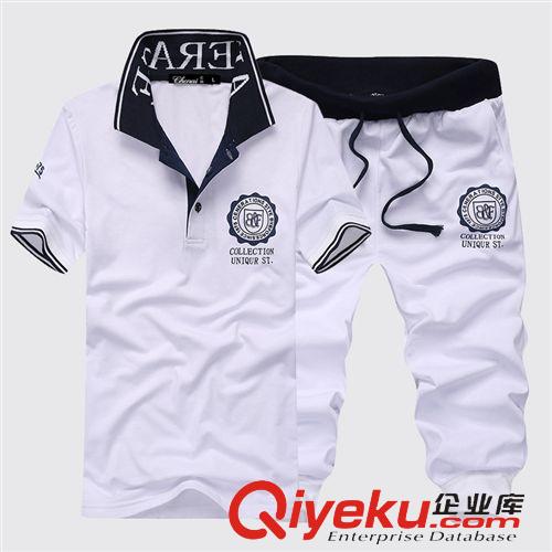 New!短袖套裝 廠家直銷男士短袖t恤套裝公牛刺繡運動套裝大碼夏季短袖短褲套裝