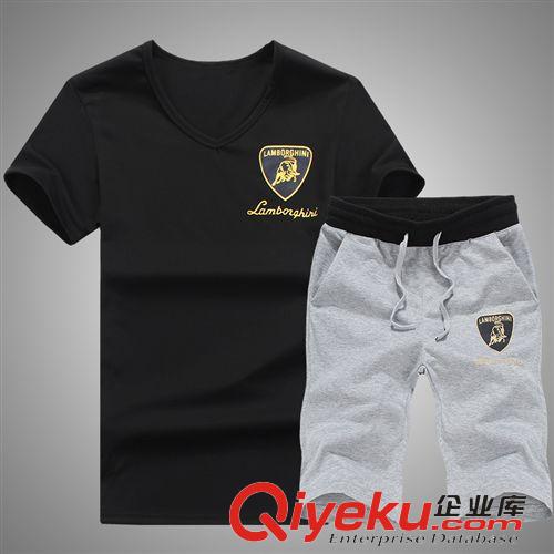 New!短袖套裝 男士夏季運(yùn)動(dòng)服 v領(lǐng)短袖t恤五分褲運(yùn)動(dòng)套裝 大碼休閑跑步運(yùn)動(dòng)裝男原始圖片3