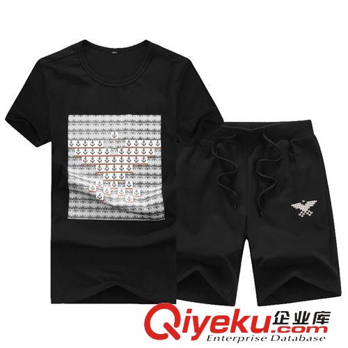 New!短袖套裝 短袖套裝男2015夏季新款 品牌運動服 大碼短袖短褲沙灘旅游運動裝
