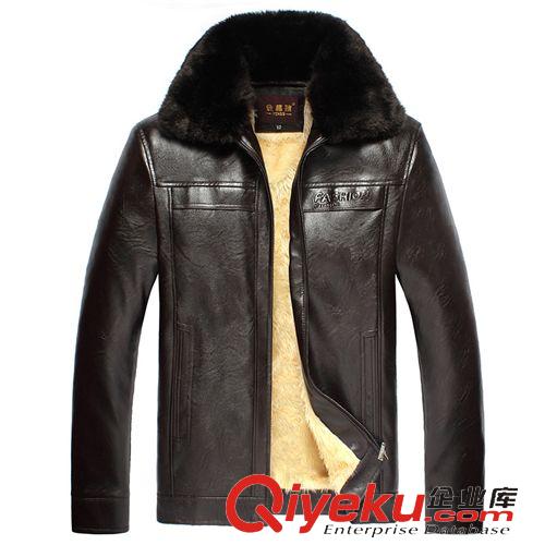 男式PU皮衣 限量瘋搶2014新款男士zp皮衣中老年男皮衣毛領外套男夾克