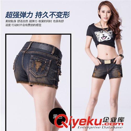 下裝 柳丁磨破個(gè)性洗水牛仔短款女褲潮款夏季新品毛邊顯瘦百搭中腰熱褲原始圖片2