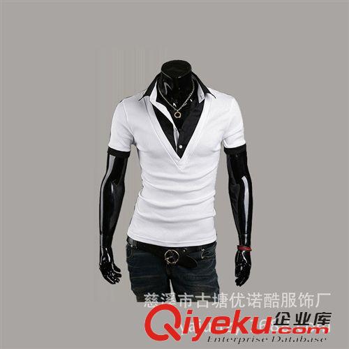 上裝專區(qū) 新款外貿(mào)男式polo衫個(gè)性復(fù)古假兩件男士修身短袖T恤廠家代理商242原始圖片2