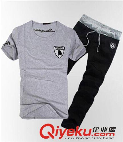 夏季套裝 {zx1}男士短袖運(yùn)動(dòng)套裝蘭博基尼青年套裝男231長褲套裝/P36