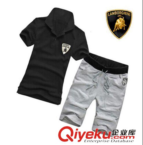 夏季套裝 翻領(lǐng)男裝短袖套裝 蘭博基尼套裝短袖修身T恤T201短褲套裝/P39