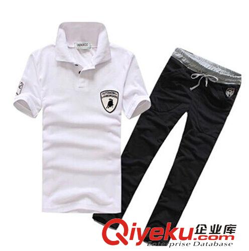 夏季套裝 時(shí)尚運(yùn)動(dòng)短袖套裝男蘭博基 尼男式長褲套裝韓版201長褲套裝/P43