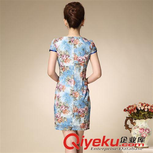 6月1期 實(shí)拍2015夏季女裝新款氣質(zhì)淑女名媛短袖印花修身gd包臀連衣裙原始圖片3
