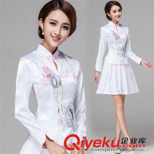 5月新款1期 2015春夏女裝新款修身日常復古長袖改良時尚旗袍兩件套裝旗袍原始圖片3