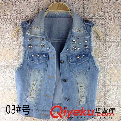 背心 馬甲 2015春夏新款個(gè)性時(shí)尚街頭牛仔馬夾水洗破洞打爛釘珠洗舊馬甲潮