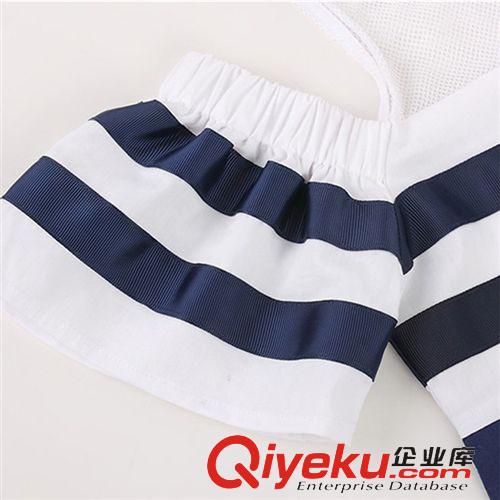 掌柜推薦 2015夏季新款大碼女裝時尚海軍風條紋露肩網(wǎng)紗包臀連衣裙原始圖片3