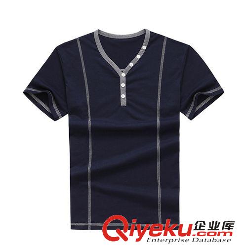 上裝 男式短袖t恤2015夏裝新款休閑男裝V領(lǐng)純棉半袖T恤衫青年修身體恤原始圖片2