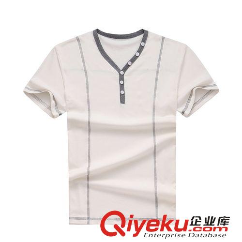 上裝 男式短袖t恤2015夏裝新款休閑男裝V領(lǐng)純棉半袖T恤衫青年修身體恤原始圖片3