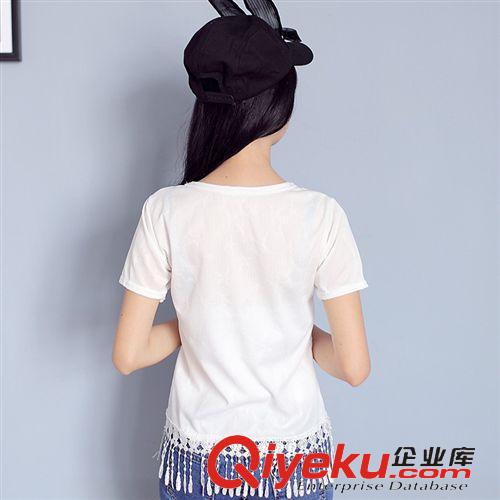 T恤/打底衫 夏季新款韓版女裝流蘇圓領(lǐng)t恤女顯瘦潮原始圖片3