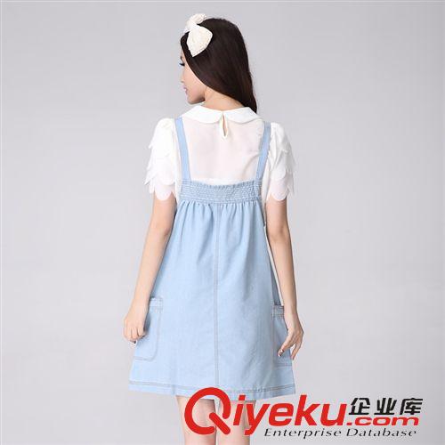 牛仔專區(qū) 夏新款原創(chuàng)女裝 森林系小清新牛仔連衣裙 背帶裙原始圖片2