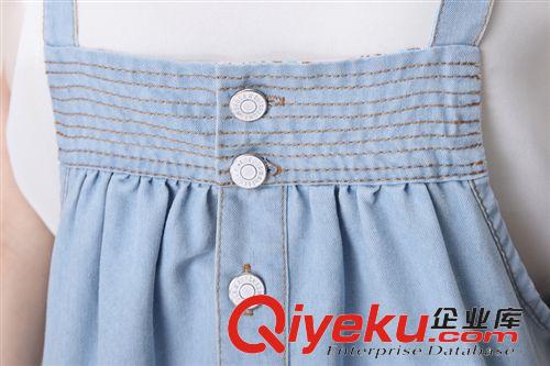 牛仔專區(qū) 夏新款原創(chuàng)女裝 森林系小清新牛仔連衣裙 背帶裙原始圖片3