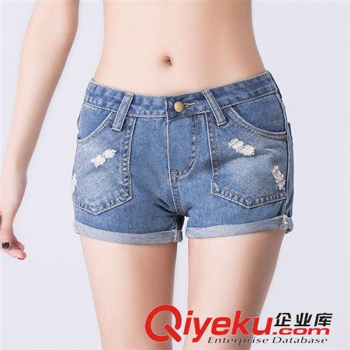 牛仔專區 夏潮韓版黑白色褲子 顯瘦胖mm加大碼女高腰牛仔短褲