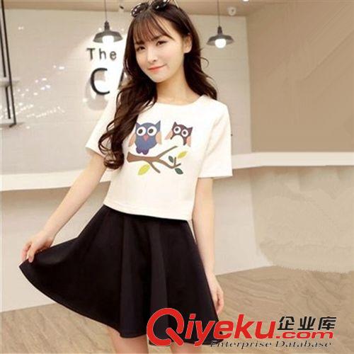 店長(zhǎng)推薦 2015新款女士休閑套裝 短袖T恤+蓬蓬裙二件套  一件代發(fā)原始圖片3