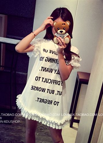 T恤，打底衫 2015夏裝韓國新款時尚百搭字母梯形拼接T恤女原始圖片3