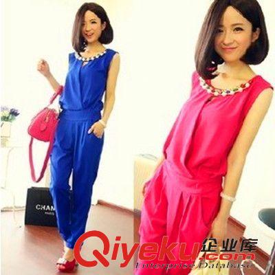 2015.4.22新款 2015氣質(zhì)女裝連體褲錐形無(wú)袖連衣褲 送寶石項(xiàng)鏈原始圖片2