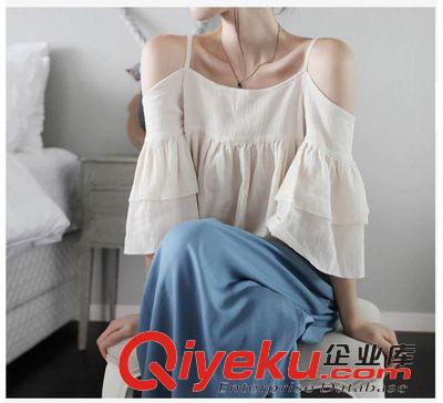 2015.4.28新款 2015新款韓版夏裝兩件套連衣裙露肩吊帶衫闊腿褲女原始圖片2