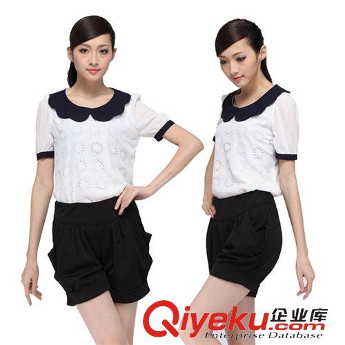 2015.5.7新款 2015夏裝圓領短袖T恤 亞麻哈倫褲時尚休閑套裝女裝