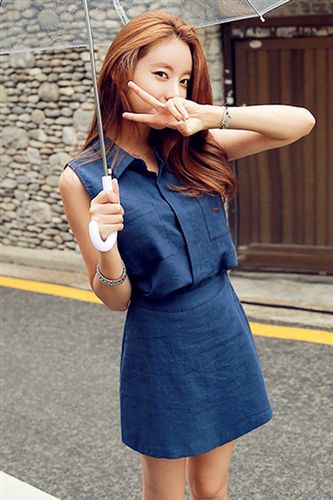 2015.5.8新款 2015夏裝新款韓版棉麻兩件套連衣裙原始圖片2