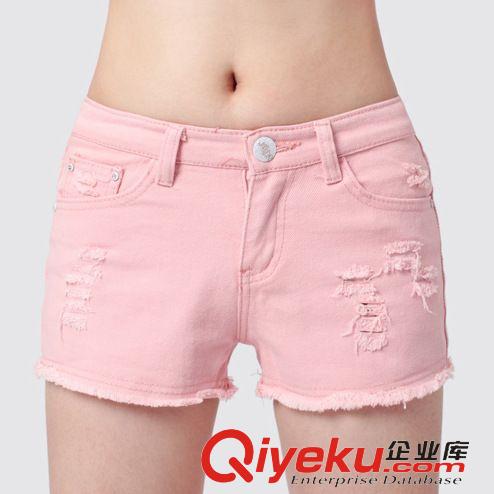 2015.5.14新款 2015新款夏裝百搭破洞白色全棉牛仔短褲熱褲 大碼原始圖片2