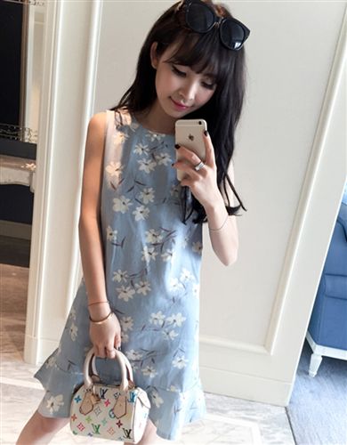 2015.5.15新款 2015夏季新款 小清新甜美碎花背心無(wú)袖連衣裙女原始圖片2