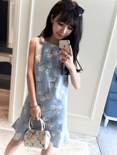 2015.5.15新款 2015夏季新款 小清新甜美碎花背心無(wú)袖連衣裙女原始圖片3