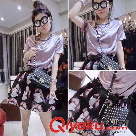 2015.5.24新款 2015純色修身中長(zhǎng)款裙子裝新款胖MM大碼女裝顯瘦短袖雪紡連衣裙