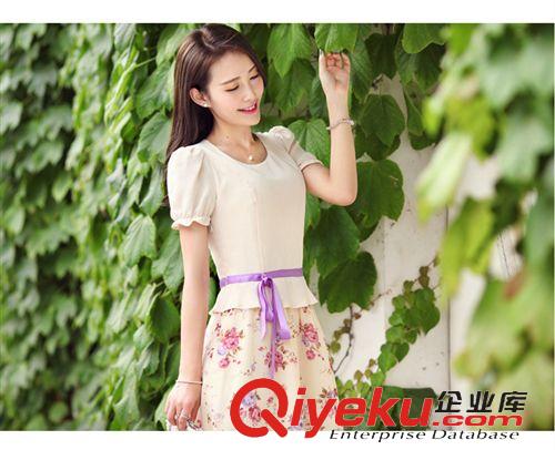 2015.6.3新款 2015夏裝新款韓版小清新女裝雪紡印花碎花修身連衣裙