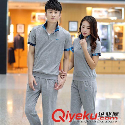 夏季運(yùn)動(dòng)套裝 2015新品t恤男士短袖長褲情侶套裝運(yùn)動(dòng)休閑情侶裝時(shí)尚女運(yùn)動(dòng)服夏